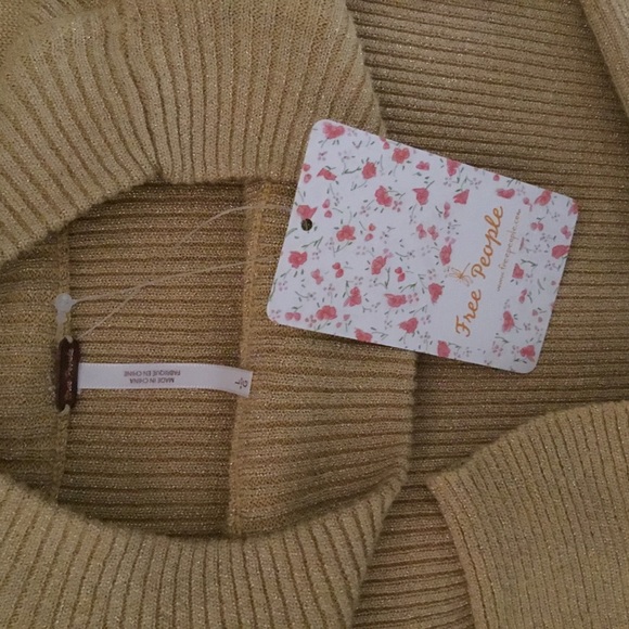 🌹6X HOST PICK🌹- FREE PEOPLE GOLD SPARKLE BELTED SWEATER DRESS/NWT/SZ L - Picture 8 of 9